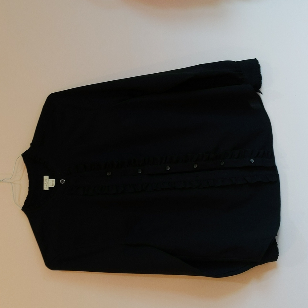 J.Crew ruffle front blouse black medium